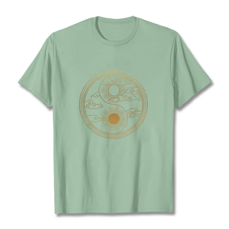 Camiseta con Buddha Stones, Yin Yang, sol y nubes auspiciosas - Verde pálido - 2XL - image 15