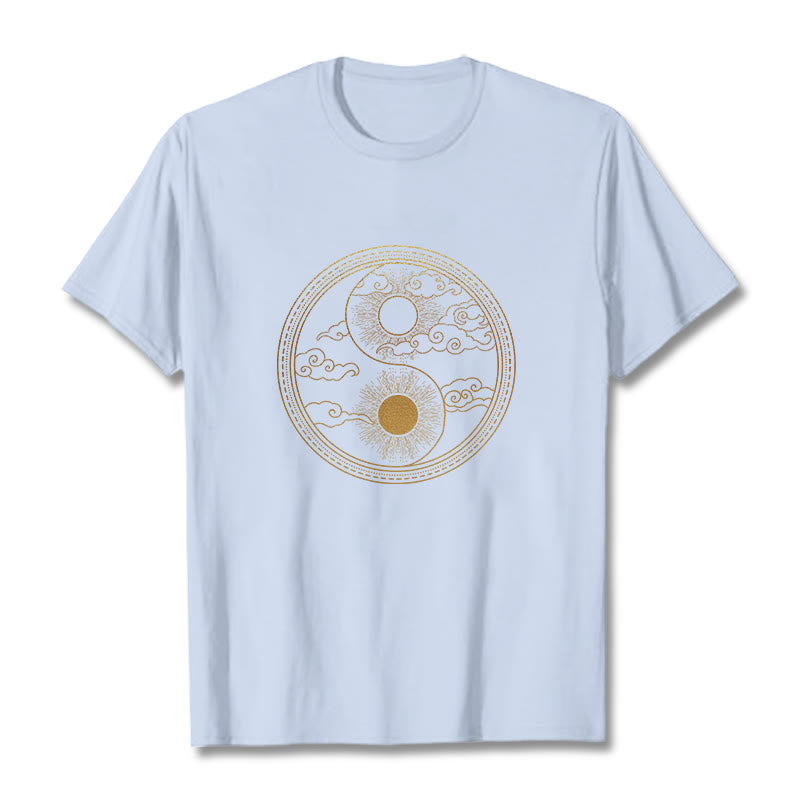 Camiseta con Buddha Stones, Yin Yang, sol y nubes auspiciosas - Cian claro - 2XL - image 12