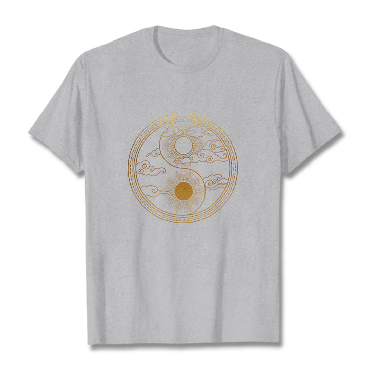 Camiseta con Buddha Stones, Yin Yang, sol y nubes auspiciosas - Gris claro - 2XL - image 10