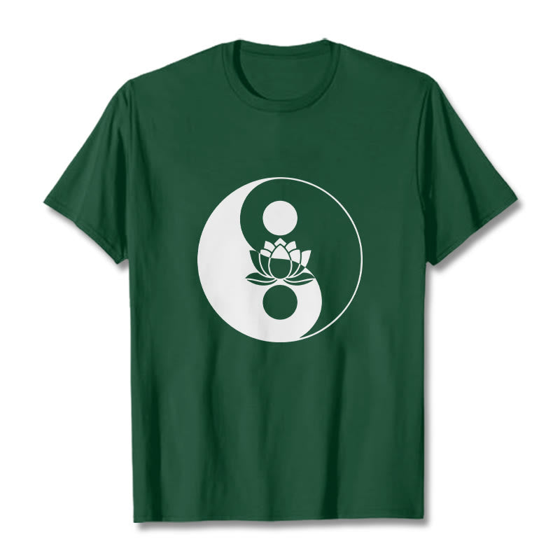 Camiseta con Buddha Stones, flor de loto y yang - Verde bosque - 2XL - image 10