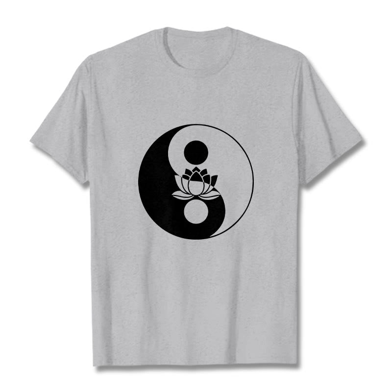 Camiseta con Buddha Stones, flor de loto y yang - Gris claro - 2XL - image 19
