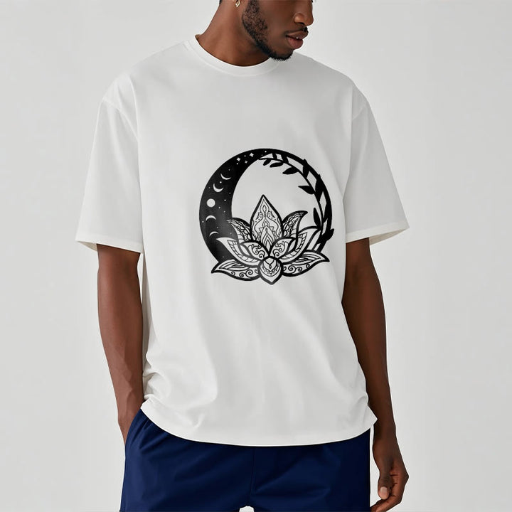 Camiseta con Buddha Stones, flor de loto, sol, luna y vides entrelazadas - image 2