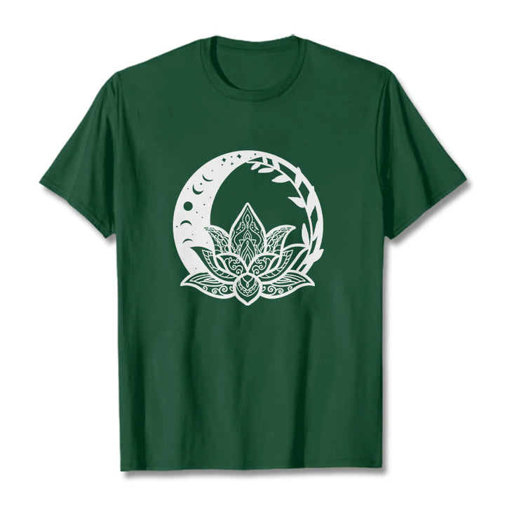 Camiseta con Buddha Stones, flor de loto, sol, luna y vides entrelazadas - Verde bosque - 2XL - image 10