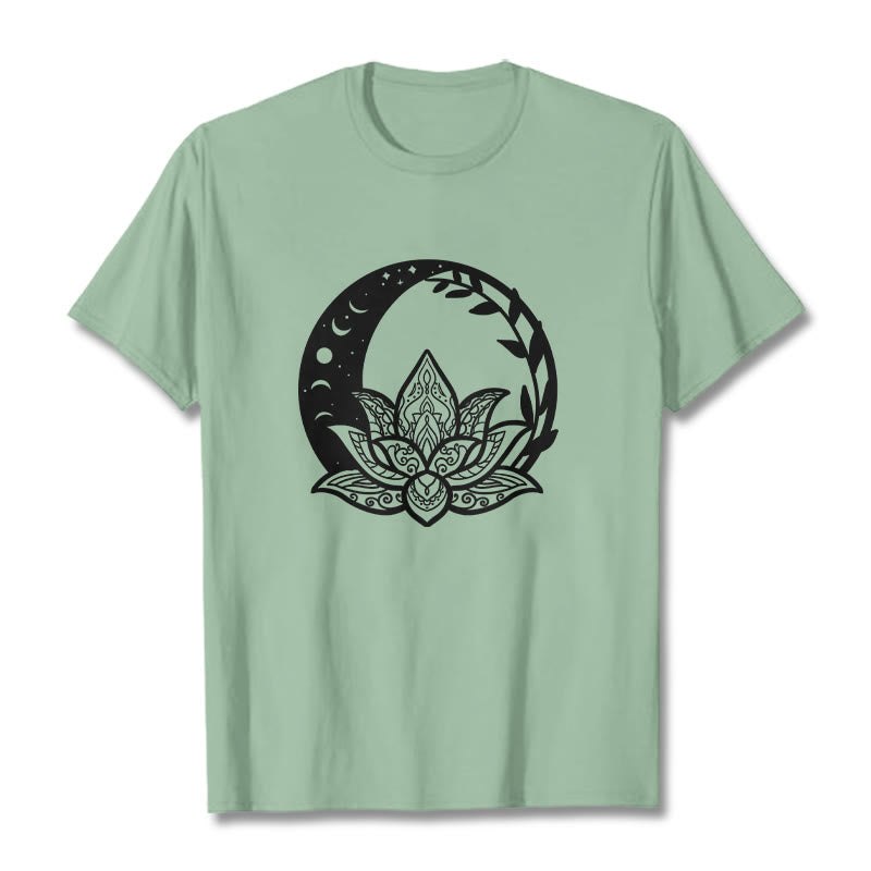 Camiseta con Buddha Stones, flor de loto, sol, luna y vides entrelazadas - Verde pálido - 2XL - image 14