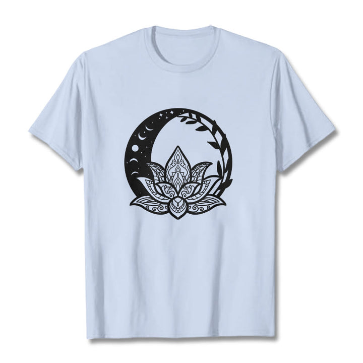 Camiseta con Buddha Stones, flor de loto, sol, luna y vides entrelazadas - Cian claro - 2XL - image 19