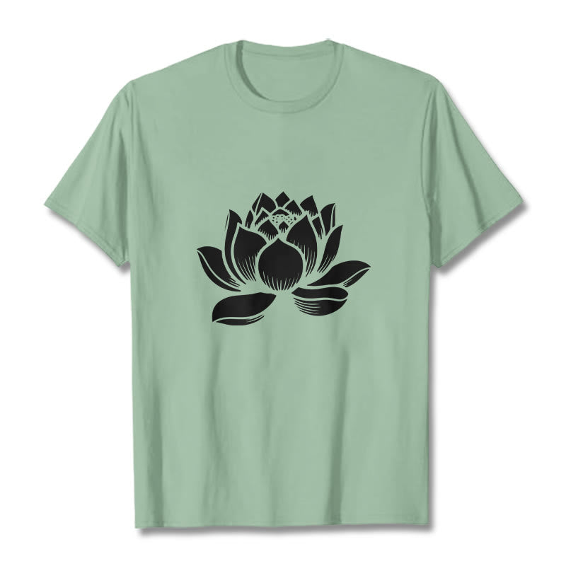 Camiseta con diseño de flor de loto y Buddha Stones - Verde pálido - 2XL - image 15