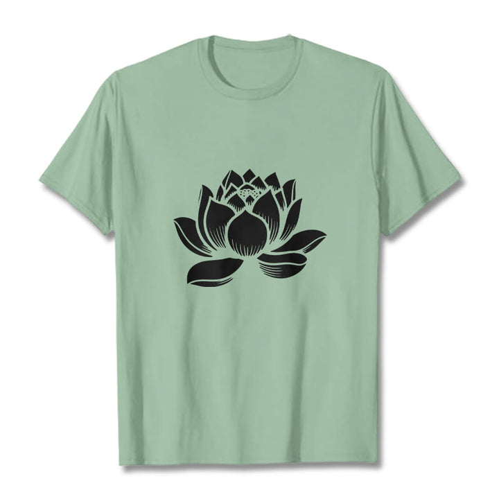 Camiseta con diseño de flor de loto y Buddha Stones - Verde pálido - 2XL - image 15