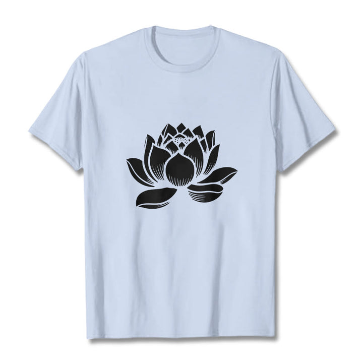 Camiseta con diseño de flor de loto y Buddha Stones - Cian claro - 2XL - image 19