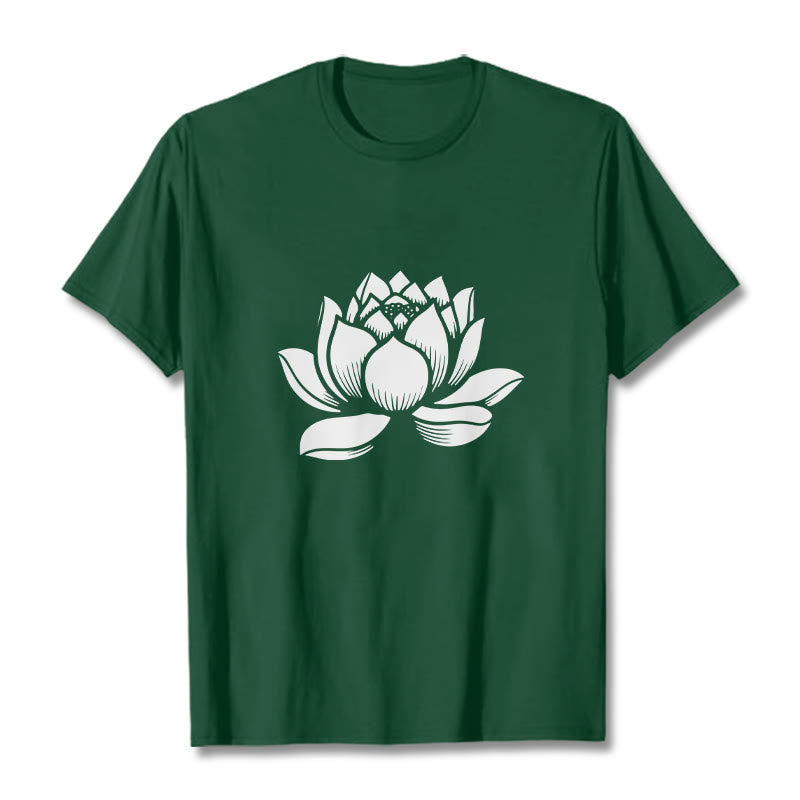 Camiseta con diseño de flor de loto y Buddha Stones - Verde bosque - 2XL - image 0