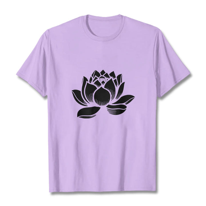 Camiseta con diseño de flor de loto y Buddha Stones - Ciruela - 2XL - image 17