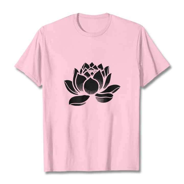 Camiseta con diseño de flor de loto y Buddha Stones - Rosa claro - 2XL - image 13