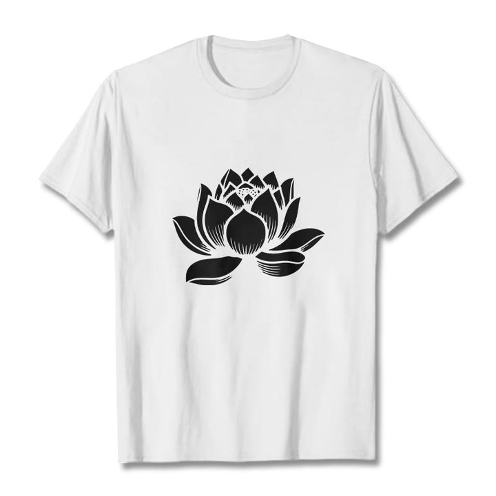 Camiseta con diseño de flor de loto y Buddha Stones - Blanco - 2XL - image 8