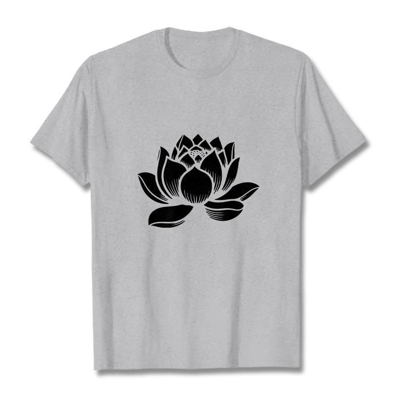 Camiseta con diseño de flor de loto y Buddha Stones - Gris claro - 2XL - image 20