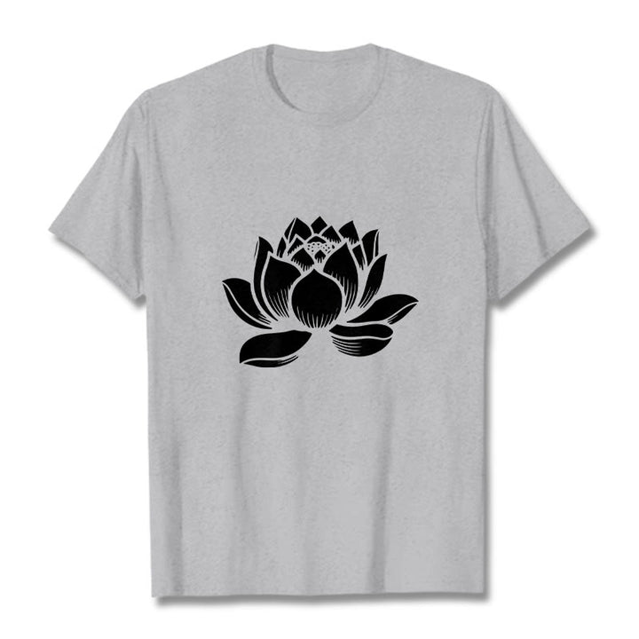 Camiseta con diseño de flor de loto y Buddha Stones - Gris claro - 2XL - image 20