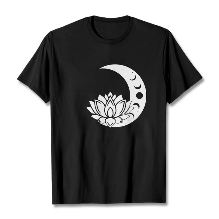Camiseta con Buddha Stones, luna creciente, flor de loto y sol - Negro - 2XL - image 4