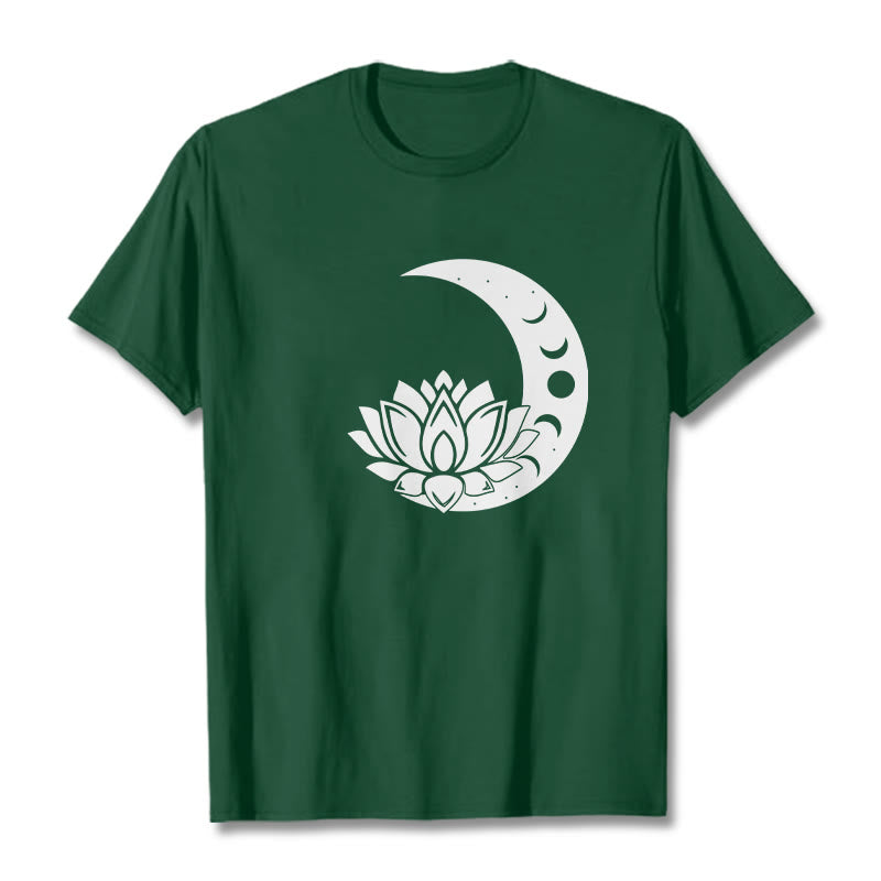Camiseta con Buddha Stones, luna creciente, flor de loto y sol - Verde bosque - 2XL - image 11