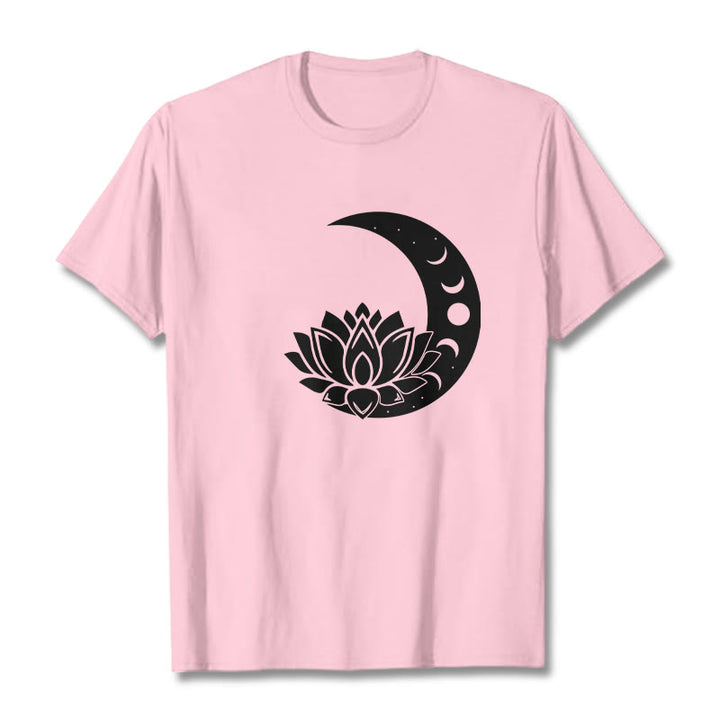 Camiseta con Buddha Stones, luna creciente, flor de loto y sol - Rosa claro - 2XL - image 13