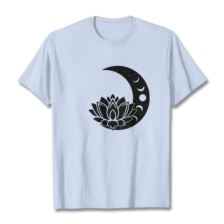 Camiseta con Buddha Stones, luna creciente, flor de loto y sol - Cian claro - 2XL - image 19