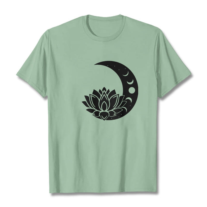 Camiseta con Buddha Stones, luna creciente, flor de loto y sol - Verde pálido - 2XL - image 15