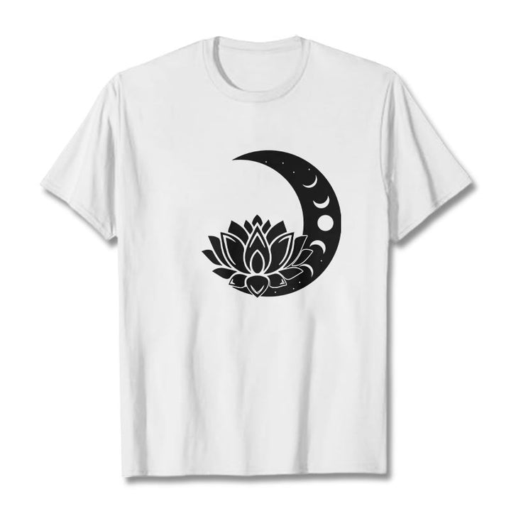 Camiseta con Buddha Stones, luna creciente, flor de loto y sol - Blanco - 2XL - image 1