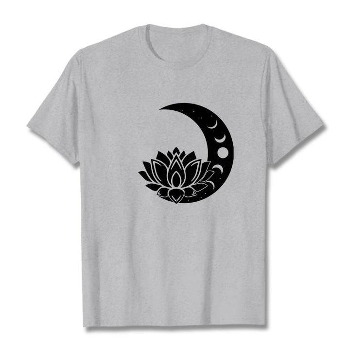 Camiseta con Buddha Stones, luna creciente, flor de loto y sol - Gris claro - 2XL - image 20