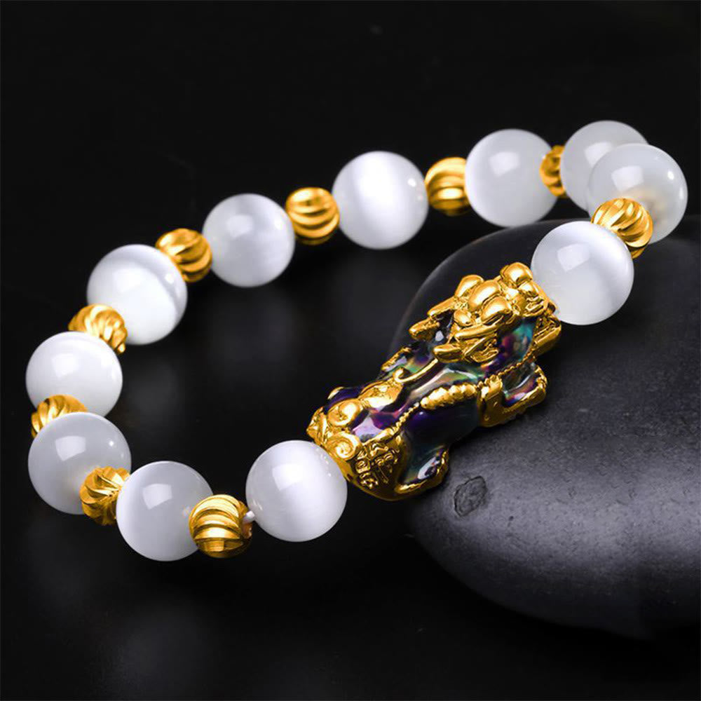 Pulsera de soporte PiXiu con cambio de color de ojo de gato y Buddha Stones