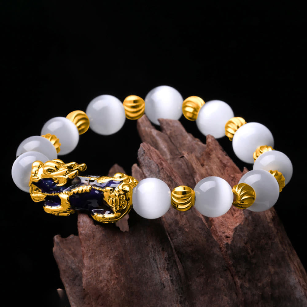 Pulsera de soporte PiXiu con cambio de color de ojo de gato y Buddha Stones