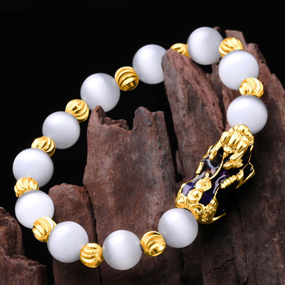 Pulsera de soporte PiXiu con cambio de color de ojo de gato y Buddha Stones