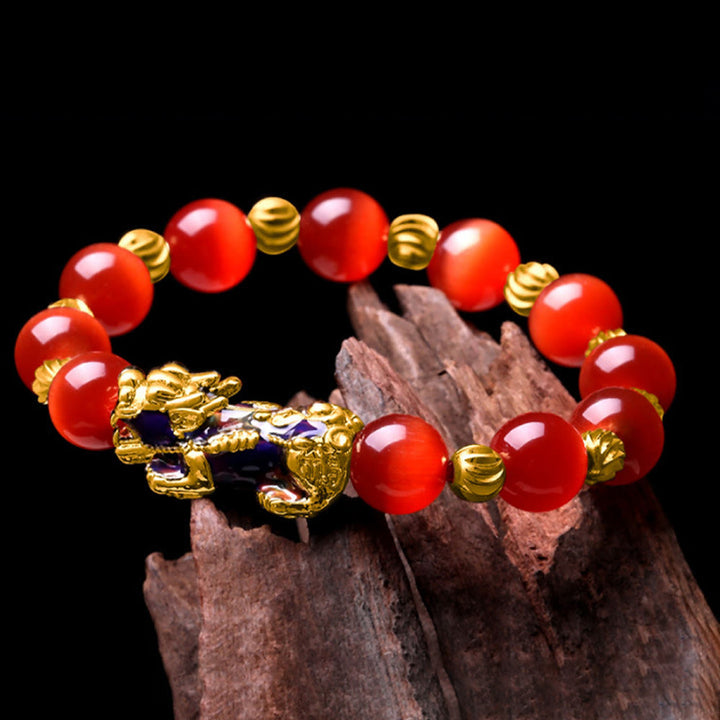 Pulsera de soporte PiXiu con cambio de color de ojo de gato y Buddha Stones