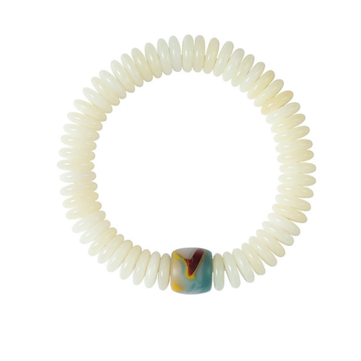 Pulsera Mala con borla de sabiduría y piedra de semilla de Bodhi blanca natural de Buddha Stones