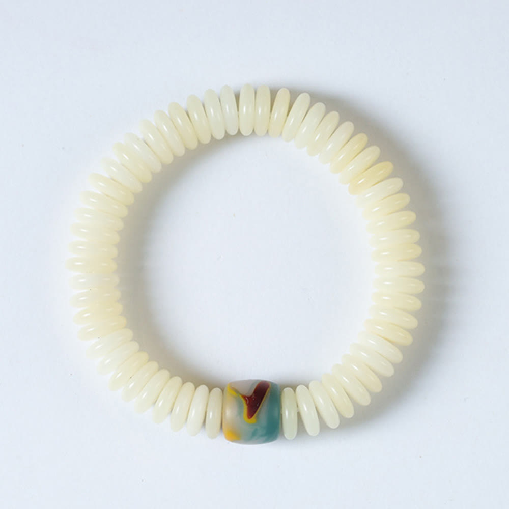 Pulsera Mala con borla de sabiduría y piedra de semilla de Bodhi blanca natural de Buddha Stones