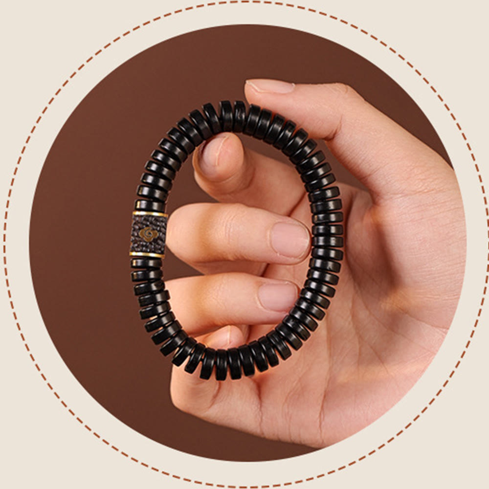 Pulsera positiva de nubes auspiciosas con cáscara de coco tibetana y Buddha Stones