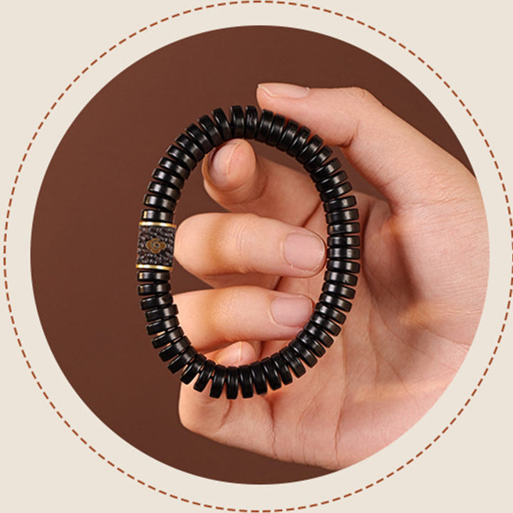 Pulsera positiva de nubes auspiciosas con cáscara de coco tibetana y Buddha Stones