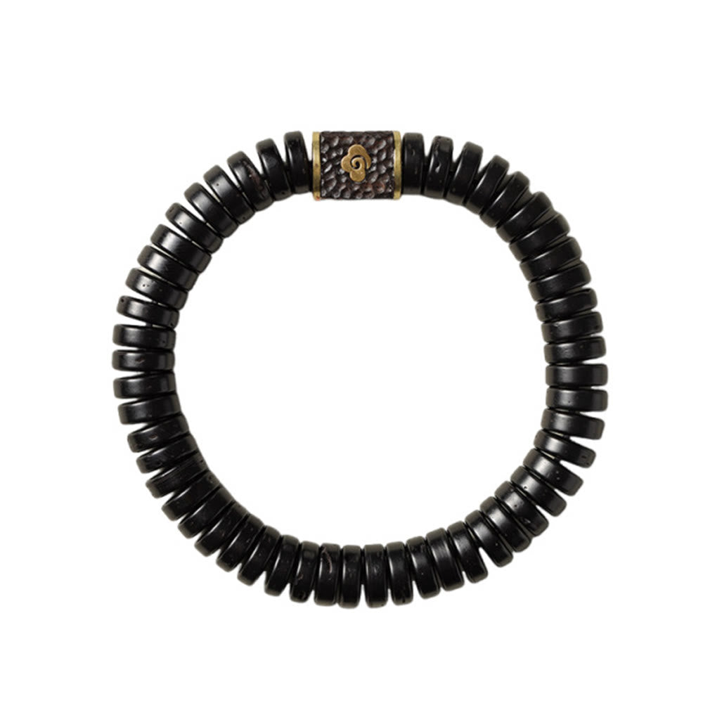 Pulsera positiva de nubes auspiciosas con cáscara de coco tibetana y Buddha Stones
