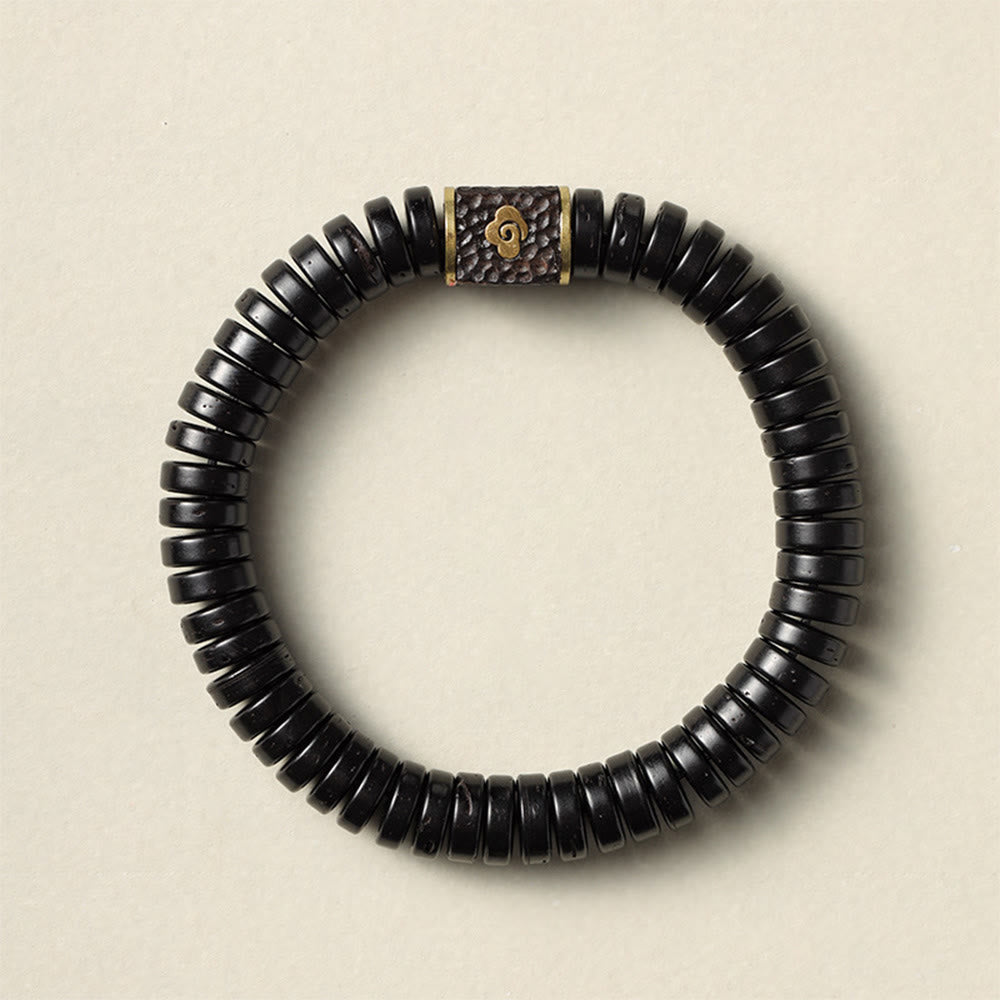 Pulsera positiva de nubes auspiciosas con cáscara de coco tibetana y Buddha Stones