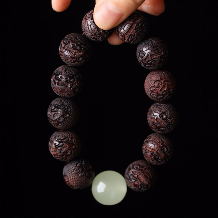 Pulsera PiXiu de calidez con grabado de palisandro tibetano y Buddha Stones - Palisandro de 20 mm (circunferencia de muñeca: 15-17 cm) - image 0