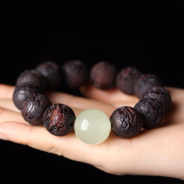 Pulsera PiXiu de calidez con grabado de palisandro tibetano y Buddha Stones - image 1