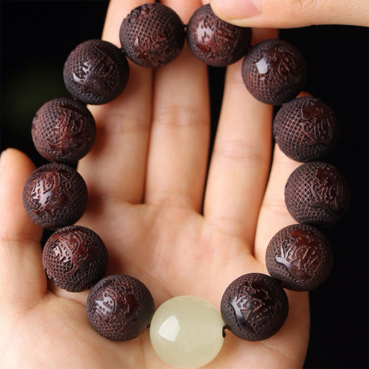Pulsera PiXiu de calidez con grabado de palisandro tibetano y Buddha Stones - image 9
