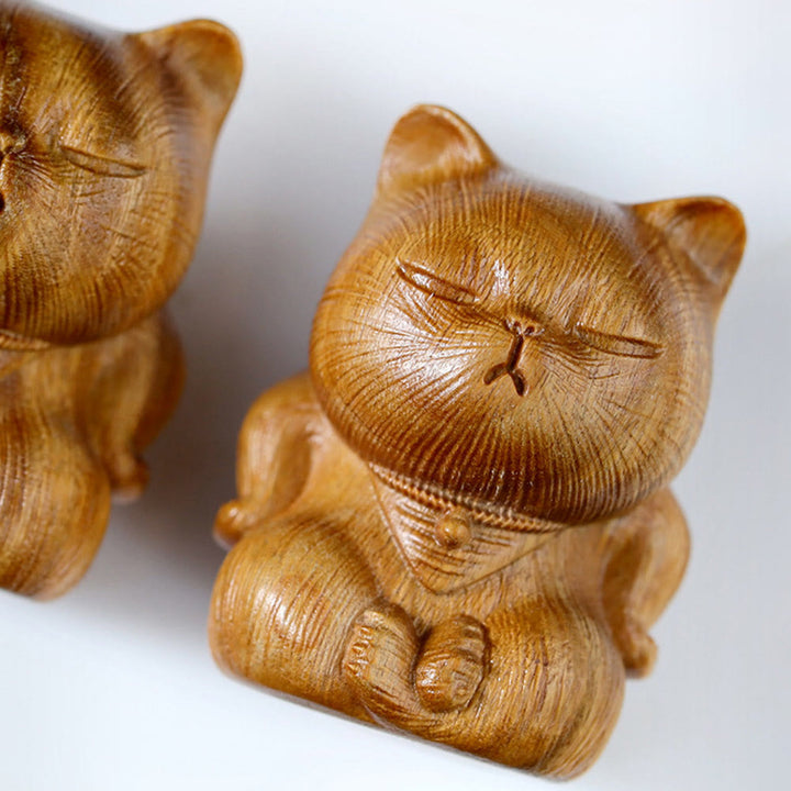 Buddha Stones pequeñas de sándalo verde, talladas con forma de gato de la suerte, decoraciones relajantes - image 10