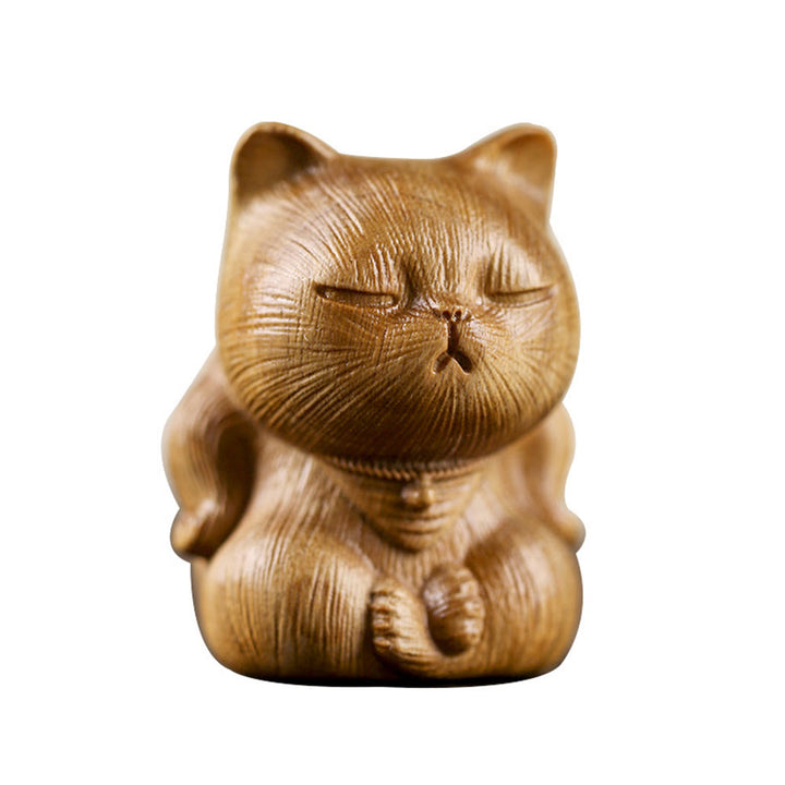 Buddha Stones pequeñas de sándalo verde, talladas con forma de gato de la suerte, decoraciones relajantes - image 12