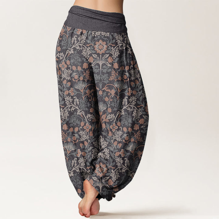Pantalones Buddha Stones de algodón puro con estampado de flores y hojas de parra para mujer, cintura elástica - image 6