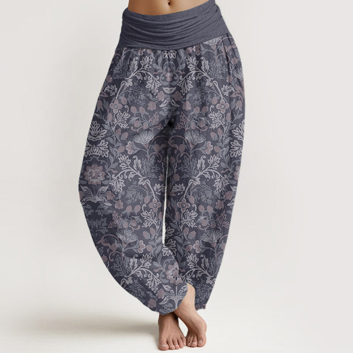 Pantalones Buddha Stones de algodón puro con estampado de flores y hojas de parra para mujer, cintura elástica - Cardo - US22，UK/AU26，EU54 (6XL) - image 8