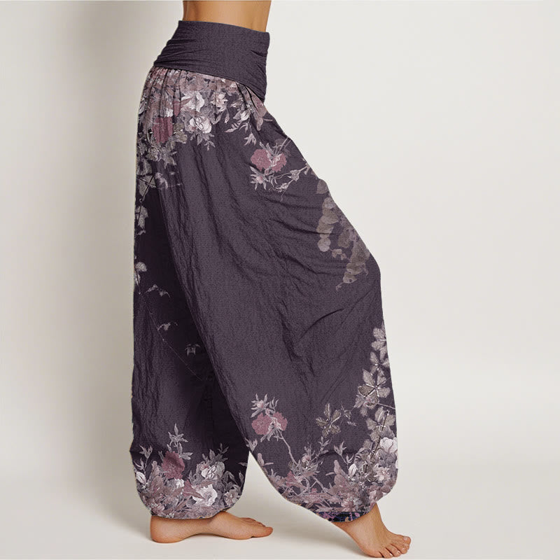 Pantalones Buddha Stones de algodón puro con diseño de peonías rojas y cintura elástica para mujer - image 11