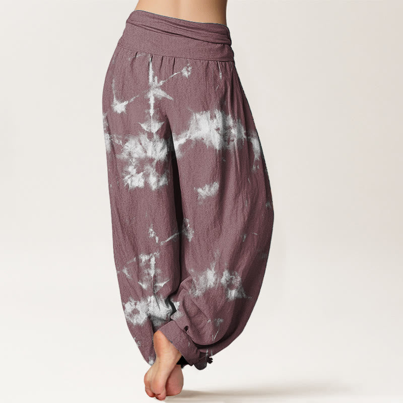 Pantalones Buddha Stones de algodón puro con estampado tie-dye de líneas blancas y lunares para mujer, con cintura elástica - image 11