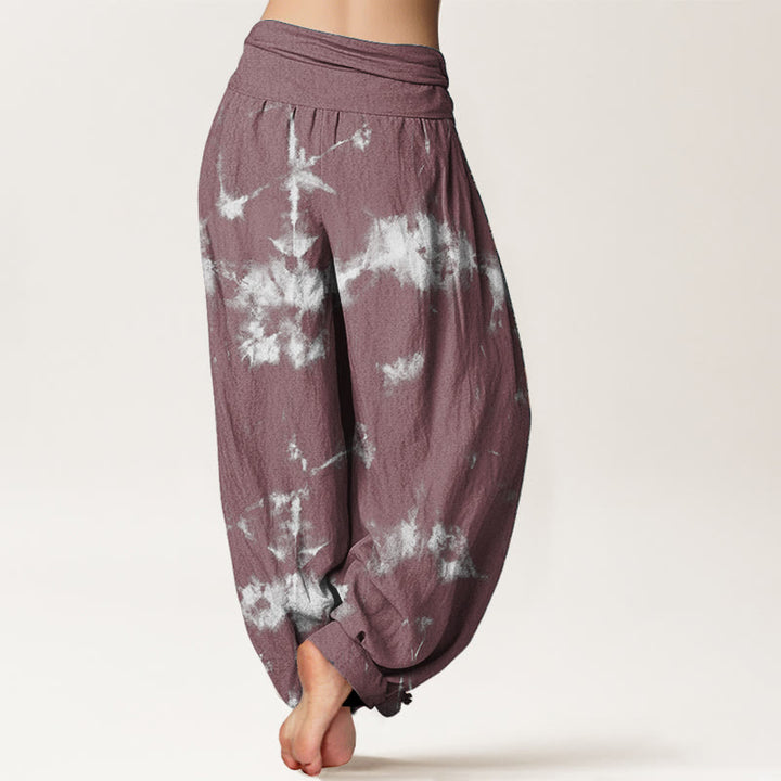 Pantalones Buddha Stones de algodón puro con estampado tie-dye de líneas blancas y lunares para mujer, con cintura elástica - image 11