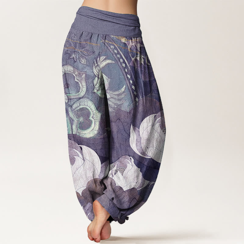 Pantalones harén informales de algodón puro con estampado de Buddha Stones para mujer, con cintura elástica - image 9