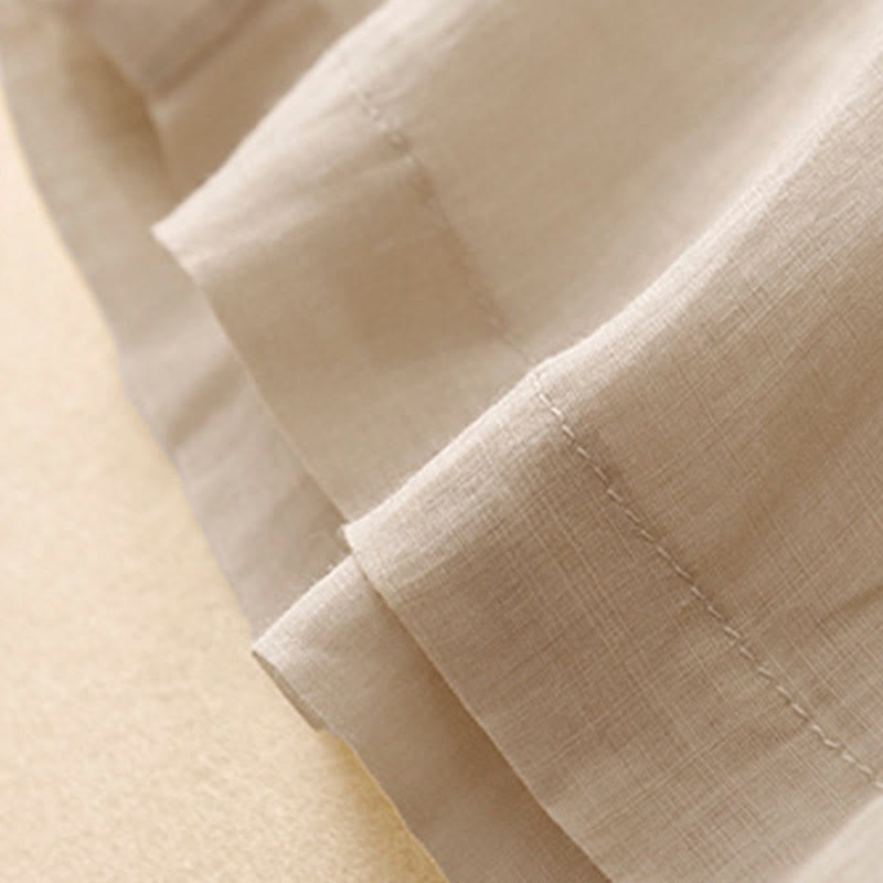 Pantalones anchos de lino y algodón para mujer con cintura elástica y bordado geométrico de Buddha Stones y bolsillos. - image 18