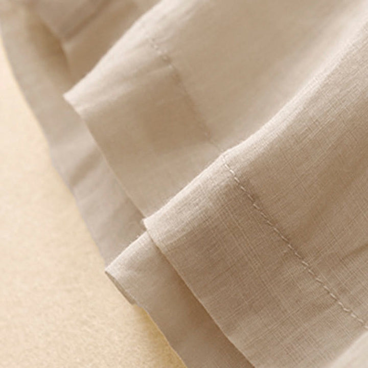 Pantalones anchos de lino y algodón para mujer con cintura elástica y bordado geométrico de Buddha Stones y bolsillos. - image 18