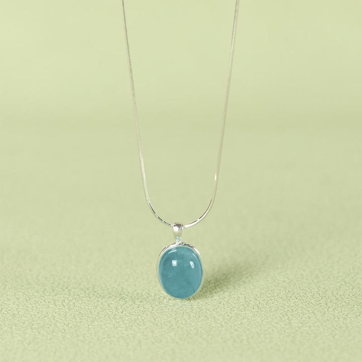 Collar con colgante de cadena de clavícula curativa con aguamarina y Buddha Stones en plata de ley 925 - image 2