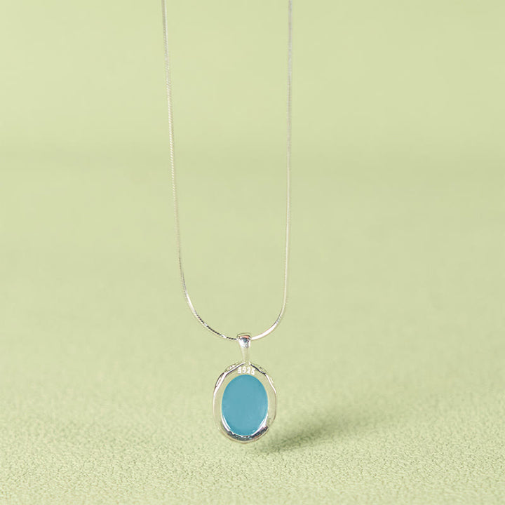 Collar con colgante de cadena de clavícula curativa con aguamarina y Buddha Stones en plata de ley 925